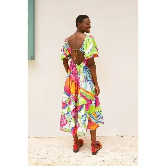 Anthropologie Farm Rio Rainbow Leaves Midi Dress XS NWT - Picture 5 of 5